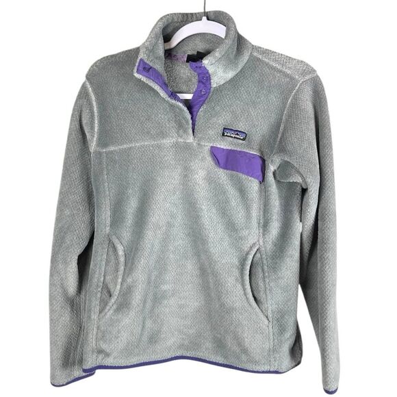 Patagonia Re-Tool Snap-T Fleece Pullover grey purple Women’s Size Medium - Picture 1 of 8